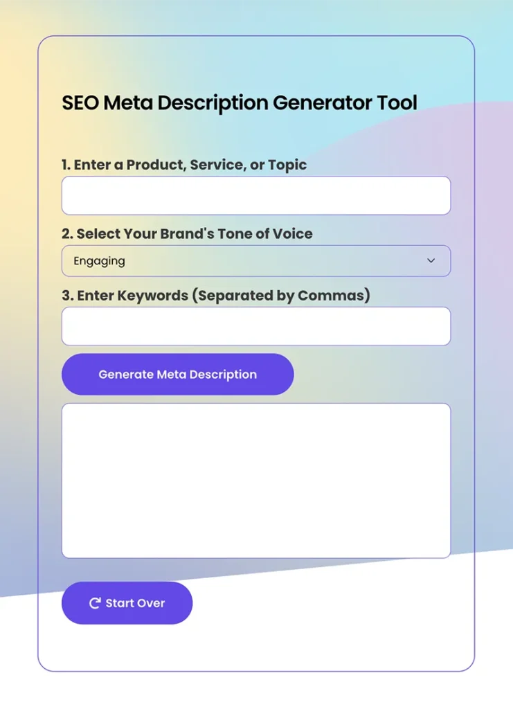SEO Description Generator Screenshot